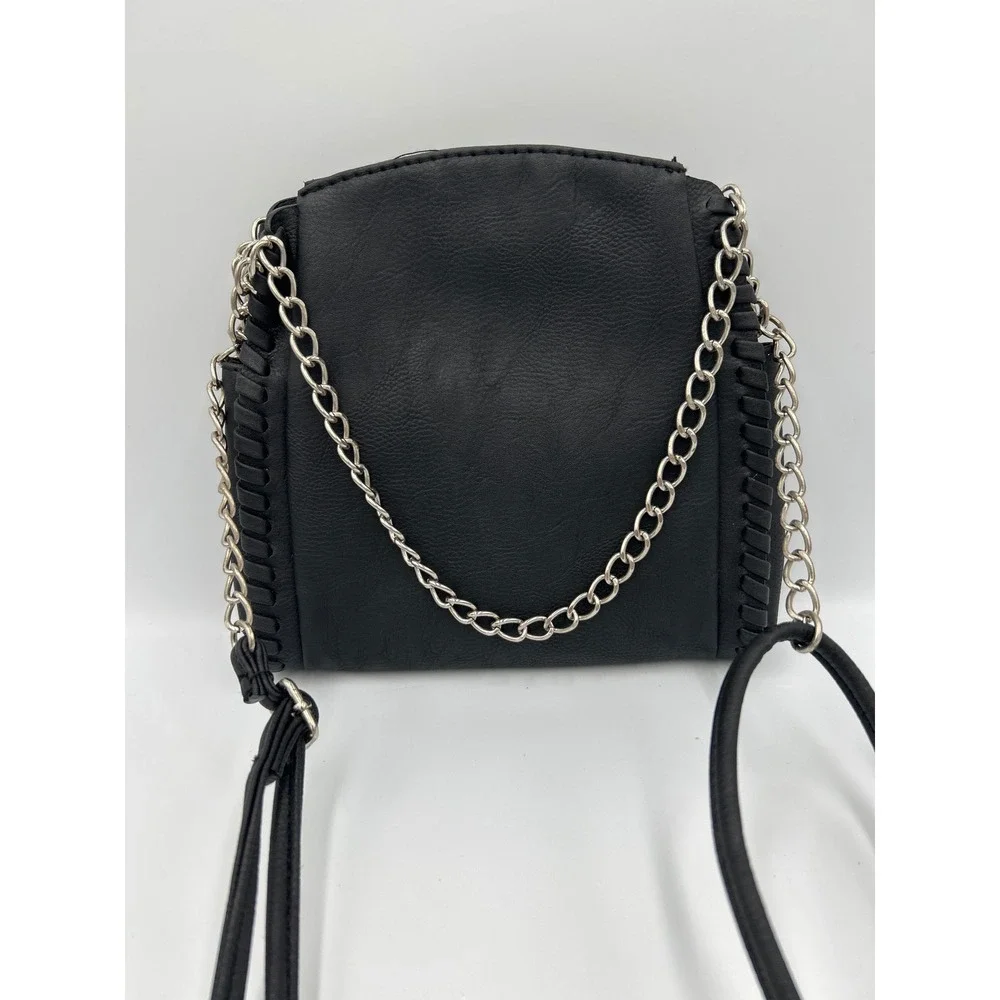 No Boundaries Black Quilted Crossbody Bag Chain Whipstitch NB163198 Faux Leather - Picture 3 of 8